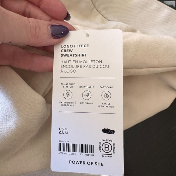 Athleta - NWT Power of She Crew Sweatshirt in Pelican Cream Sz M - Picture 7 of 8